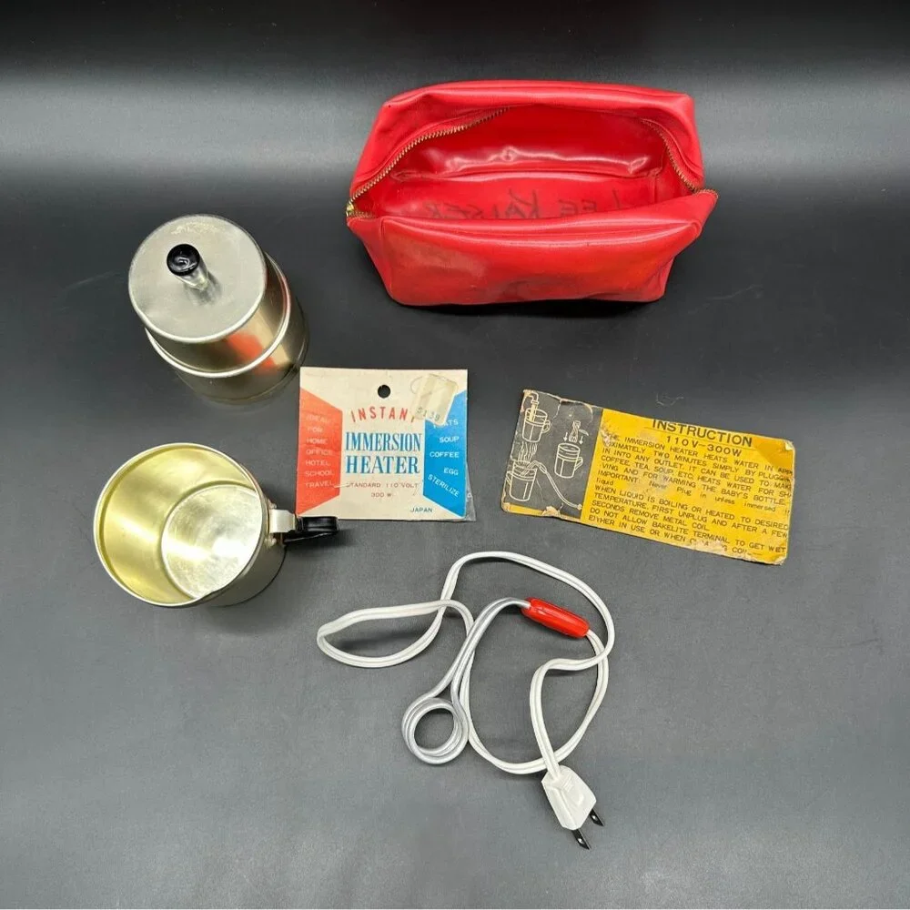 Vintage Instant Immersion Heater Kit Red Case Instruction Manual Japan 1970s